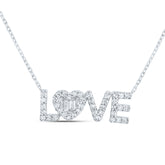 1/3CTW-DIA CN FASHION "LOVE" HEART NECKLACE (17 INCH)